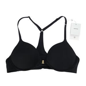 NWT Pepper Racerback Lift Up Bra Size 36A Black Adjustable Strap Underwire